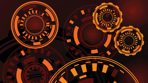 orange stylized gears